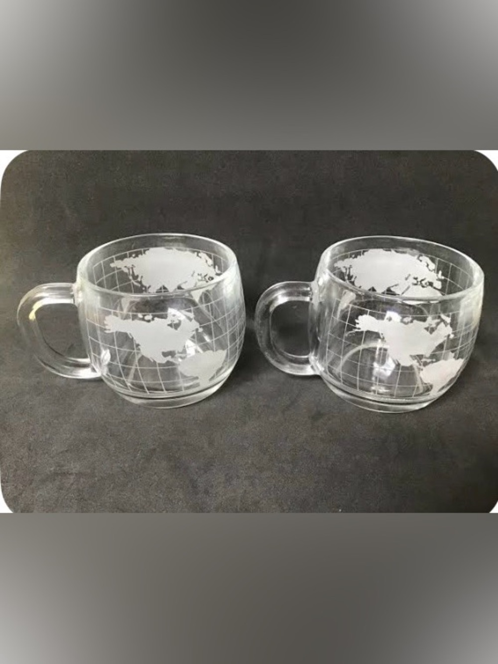 Vintage Nestle World Map Glass Mugs Set of 2 Classic